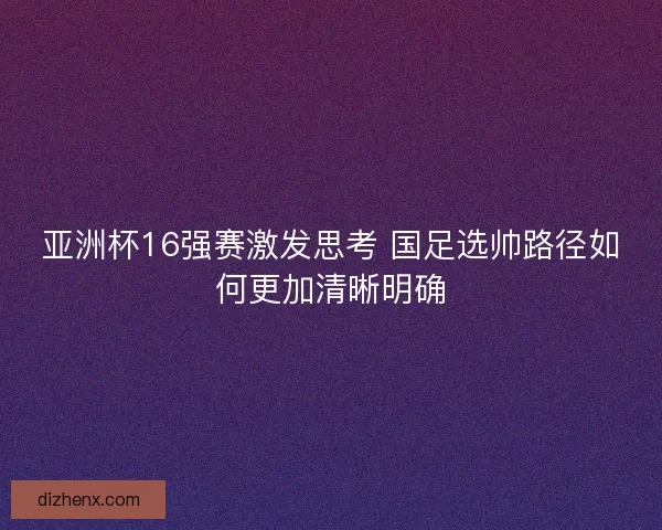 亚洲杯16强赛激发思考 国足选帅路径如何更加清晰明确