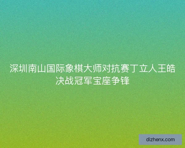 深圳南山国际象棋大师对抗赛丁立人王皓决战冠军宝座争锋