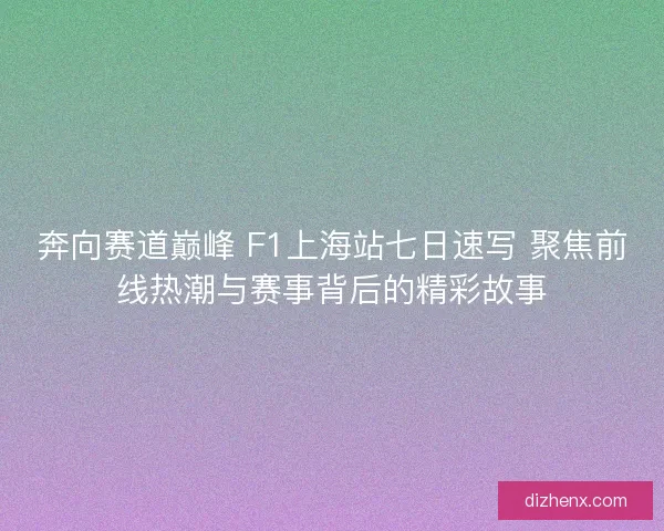 奔向赛道巅峰 F1上海站七日速写 聚焦前线热潮与赛事背后的精彩故事