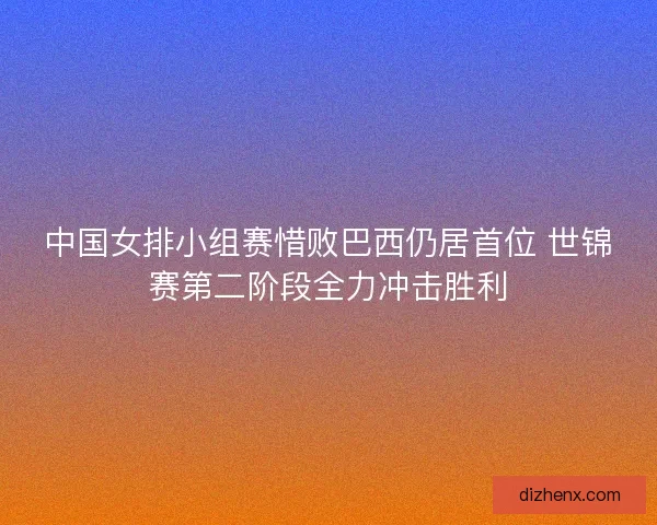 中国女排小组赛惜败巴西仍居首位 世锦赛第二阶段全力冲击胜利