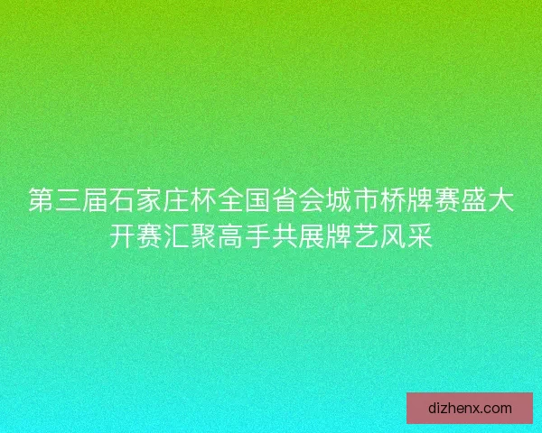 第三届石家庄杯全国省会城市桥牌赛盛大开赛汇聚高手共展牌艺风采