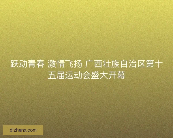跃动青春 激情飞扬 广西壮族自治区第十五届运动会盛大开幕