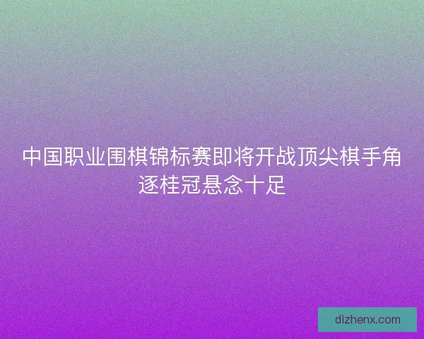中国职业围棋锦标赛即将开战顶尖棋手角逐桂冠悬念十足 中国职业围棋锦标赛即将开战顶尖棋手角逐桂冠悬念十足